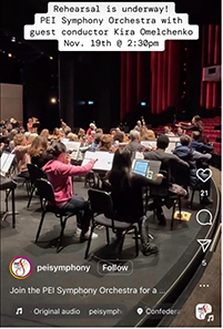 Screenshot of Instagram story featuring rehearsal on stage