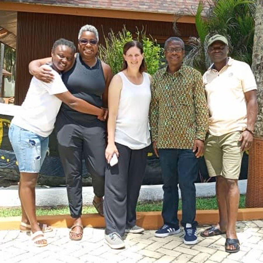 Robert Ame, Stacey Wilson-Forsberg, Kathy Hogarth in Ghana with research partners