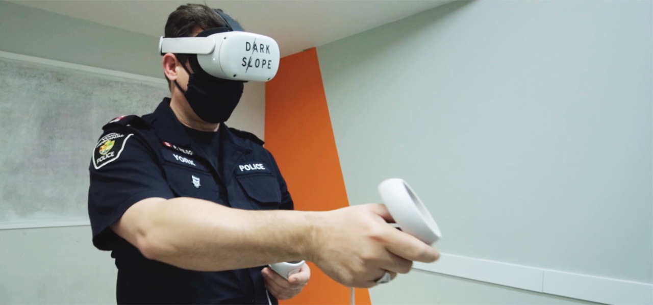 Using virtual reality to train police officers on crisis response.